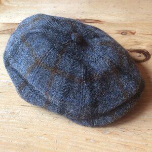 Gottmann Harris Tweed Princeton Plaid Newsboy Hat Size 57/M Hand Woven